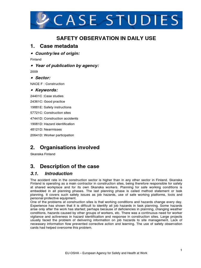 Safety observation in daily use pdf occupational safety and health 