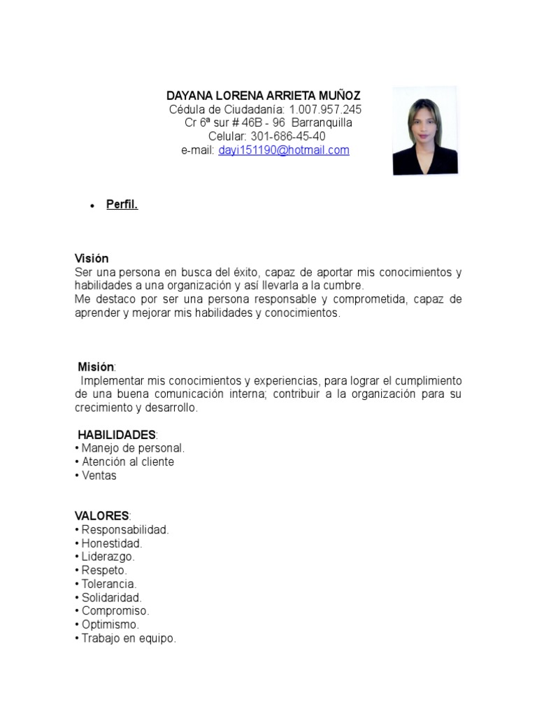 Perfil Profesional de Dayana Arrieta | PDF