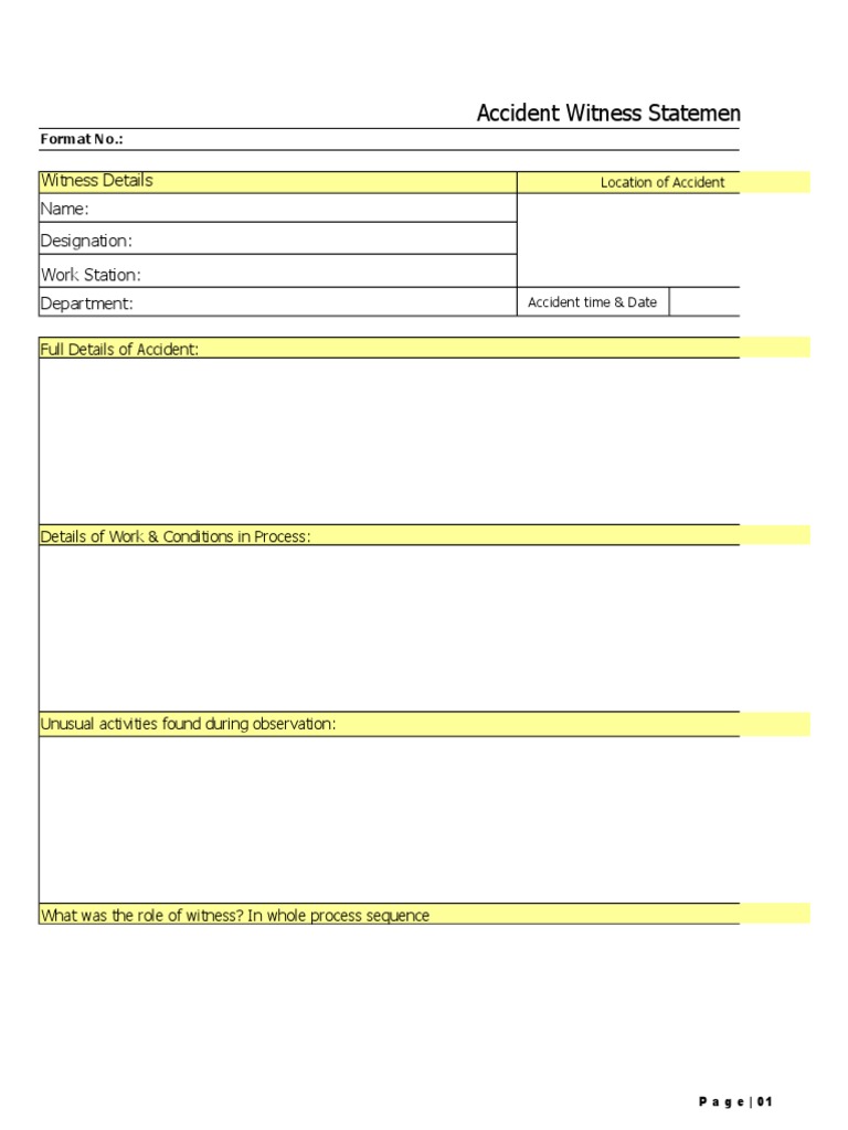 Accident Witness Statement Template | PDF