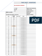 Time Sheet - Manpower: National Building Company