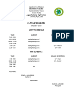 Class Program: MWF Schedule