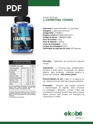 l carnitina pdf Orlistat L-Carnitina Redustat Boost LIOMONT 60 mg/200 mg 56 Cápsulas a  precio de socio