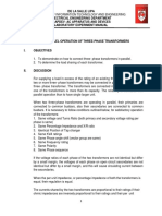 Three-Phase Transformers Parallel Operation Lab