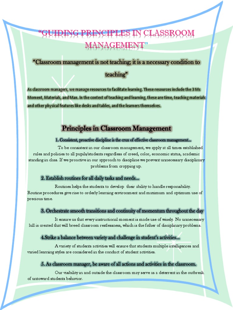 Guiding Principles in Classroom Management | PDF | Classroom Management ...
