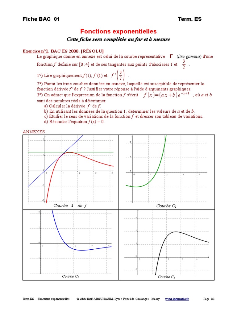 Fonction Exponentielle | PDF | Fonction (Mathématiques) | Courbe
