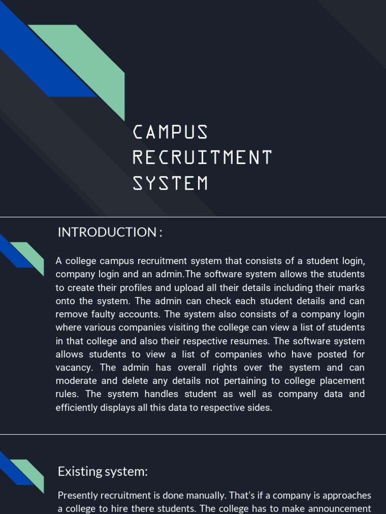 Campus Recruitment System | PDF | Web Server | Internet &amp; Web