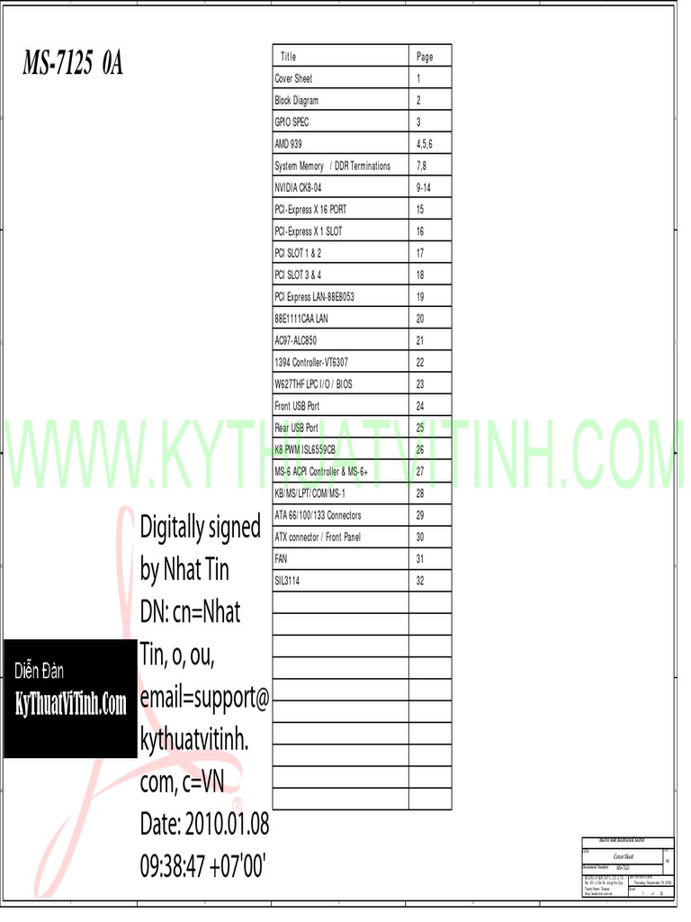 Msi Ms 7125 Rev 0a Sch X86 Architecture Computer Hardware