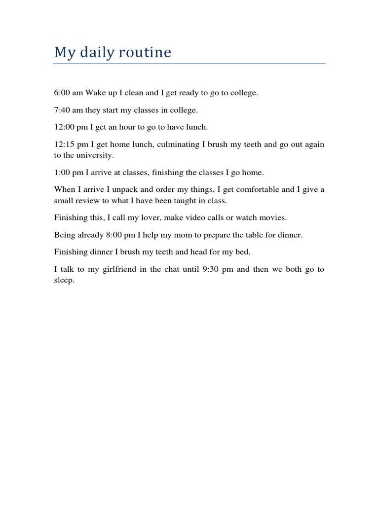 College Student's Daily Routine | PDF | Wellness