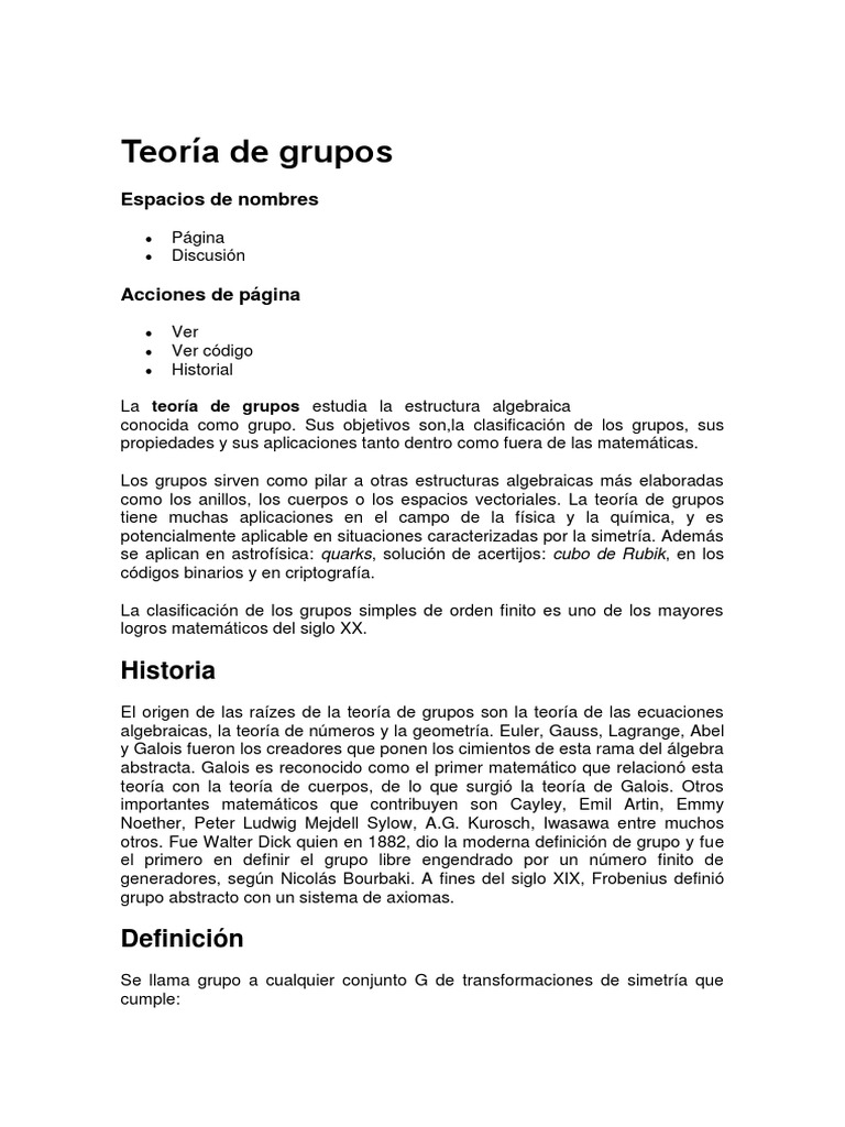 Teoría de Grupos PDF Teoría de grupo Álgebra abstracta