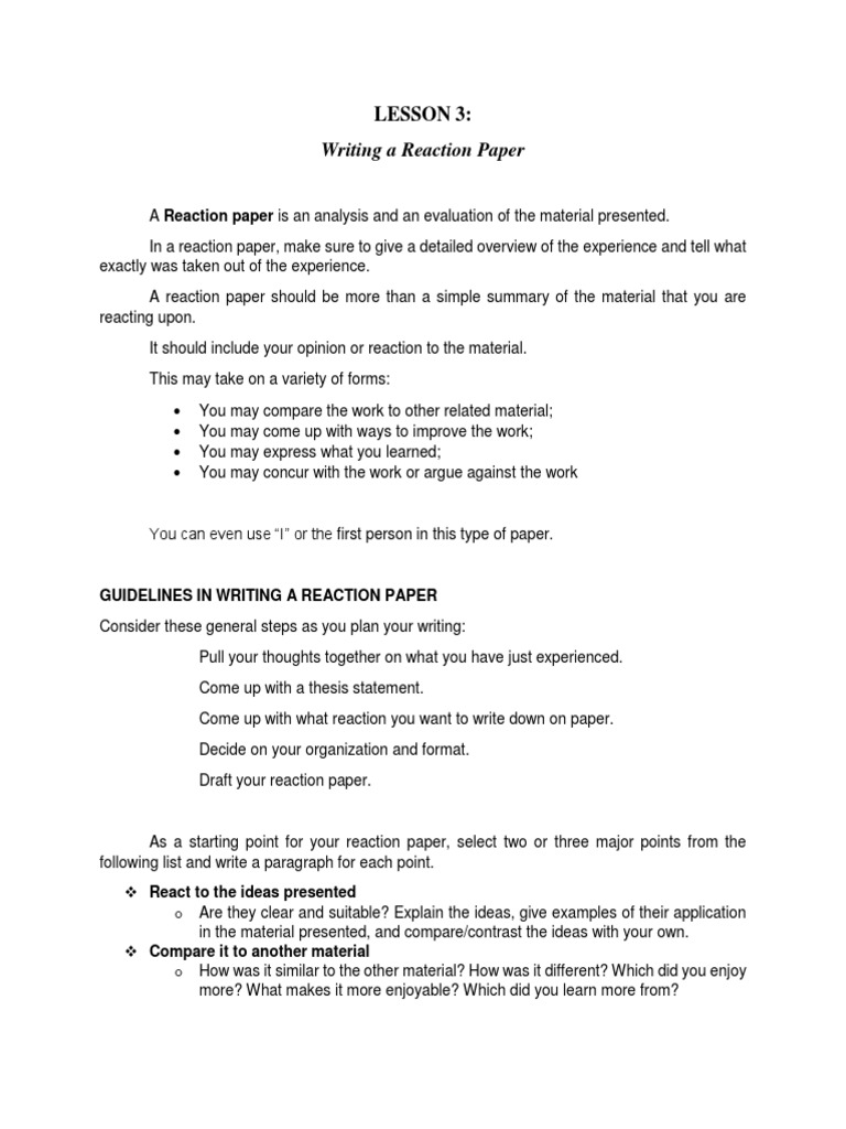 Writing A Reaction Paper  PDF  Essays  Epistemology