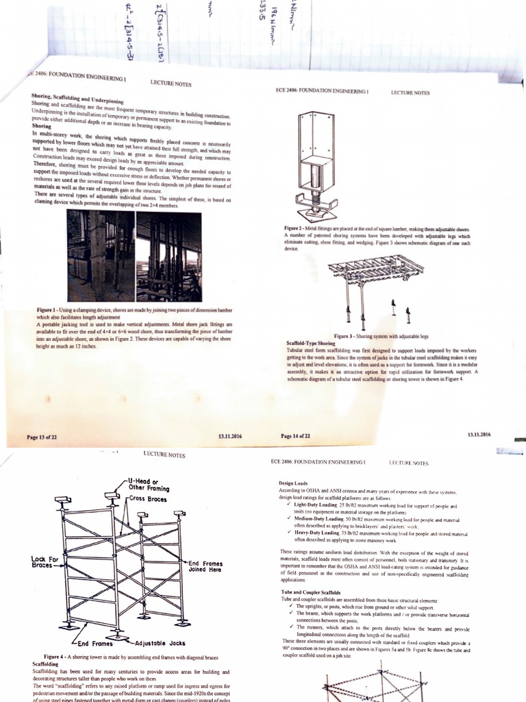 Shoring and Scaffolding Techniques | PDF | Scaffolding | Deep Foundation