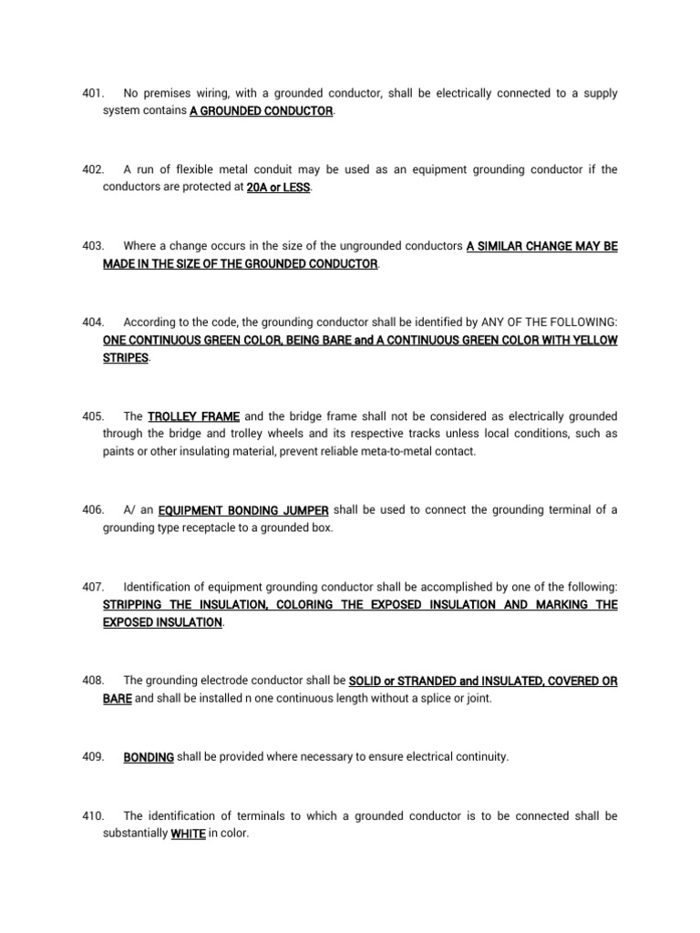 Pec Answers 401 To 500 | PDF | Fuse (Electrical) | Electrical Conductor