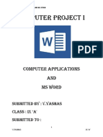 Computer Project I: Computer Applications and Ms Word