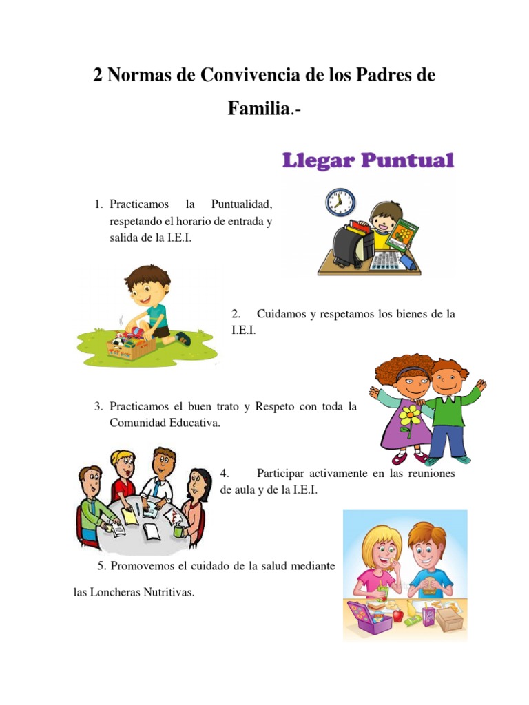 Normas de Convivencia para Padres de Familia | PDF