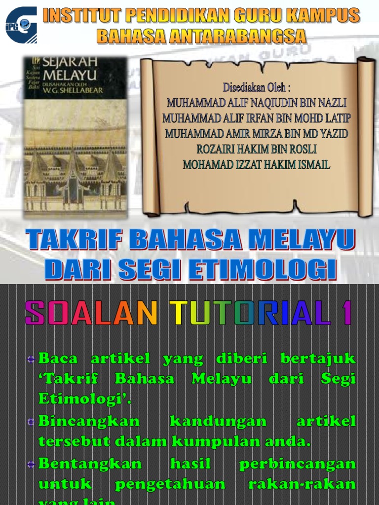 TAKRIF BAHASA MELAYU DARI SEGI ETIMOLOGI  pptx