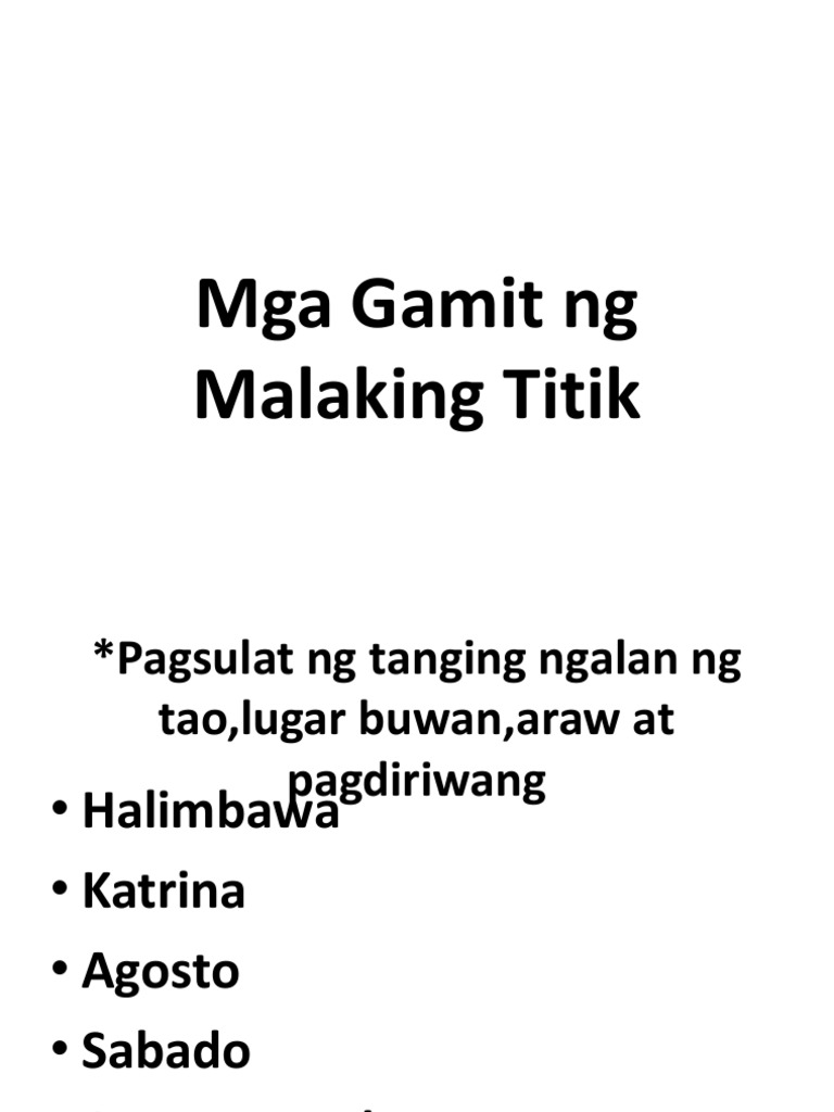 Mga Gamit NG Malaking Titik | PDF