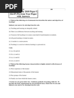 UGC NET July 2018 Paper I (Set-P) Previous Year Paper With Answers