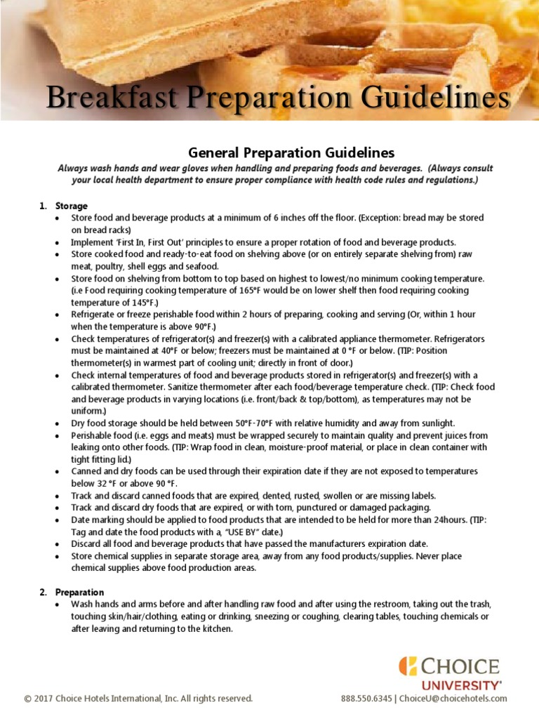 Breakfast Preparation Guidelines | PDF | Shelf Life | Refrigerator