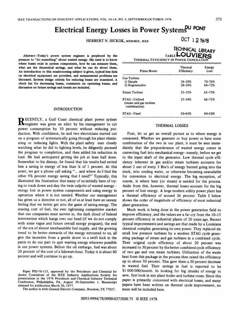 Reducing Electrical Energy Losses in Industrial Power Systems A Guide
