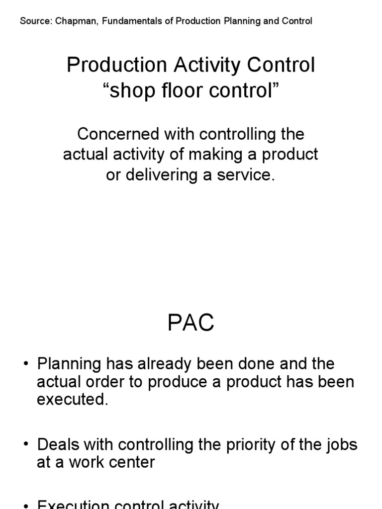 Production Activity Control Cap 11 Fall 2007 | PDF | Human Resources ...