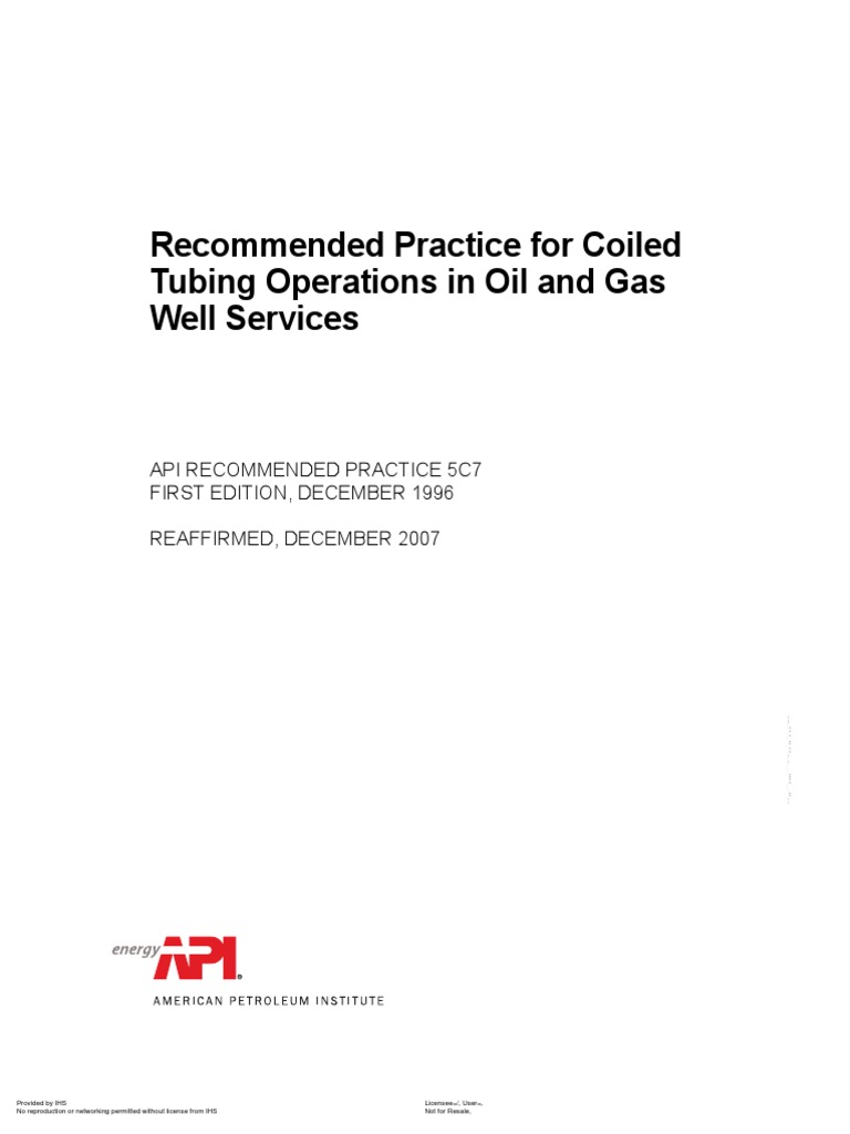 Recommended Practice For Coiled Tubing Operations in Oil and Gas Well ...