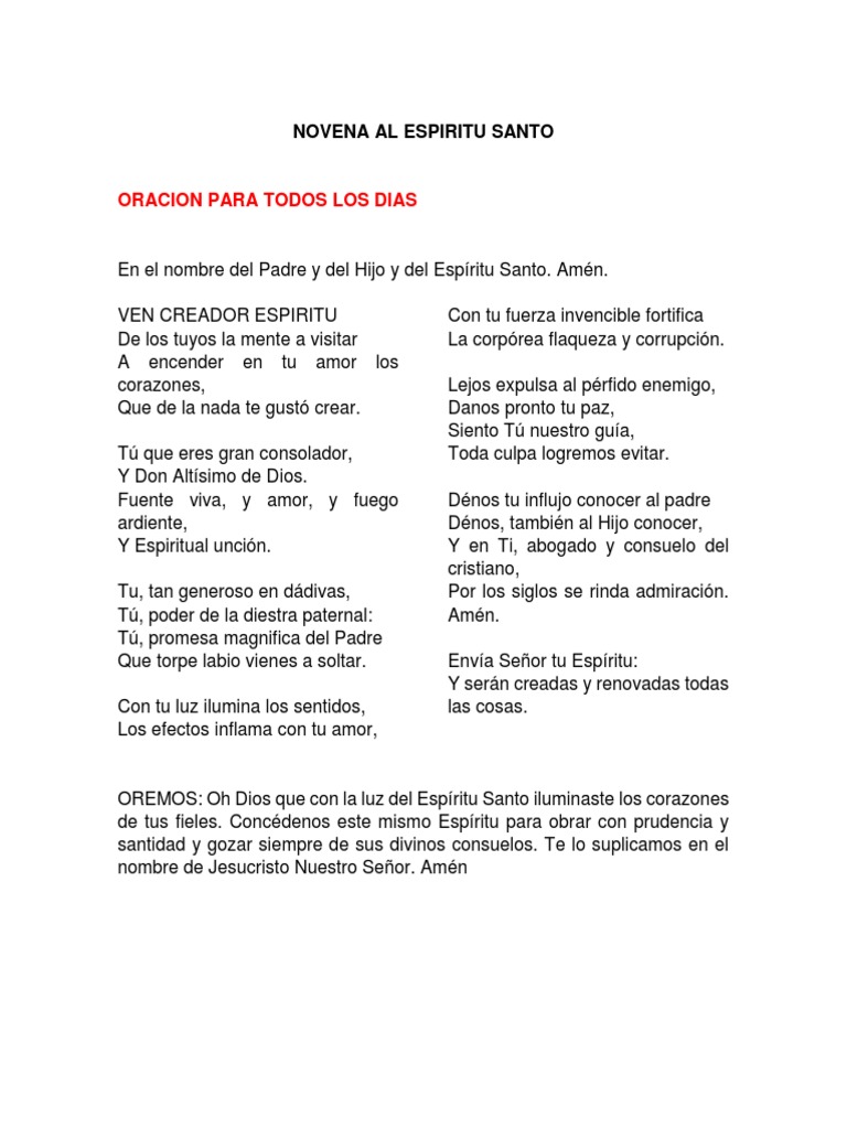 Novena Al Espiritu Santo PDF