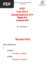 OOP Fall 2014: Constructors in C++ Week # 3 Lecture # 6