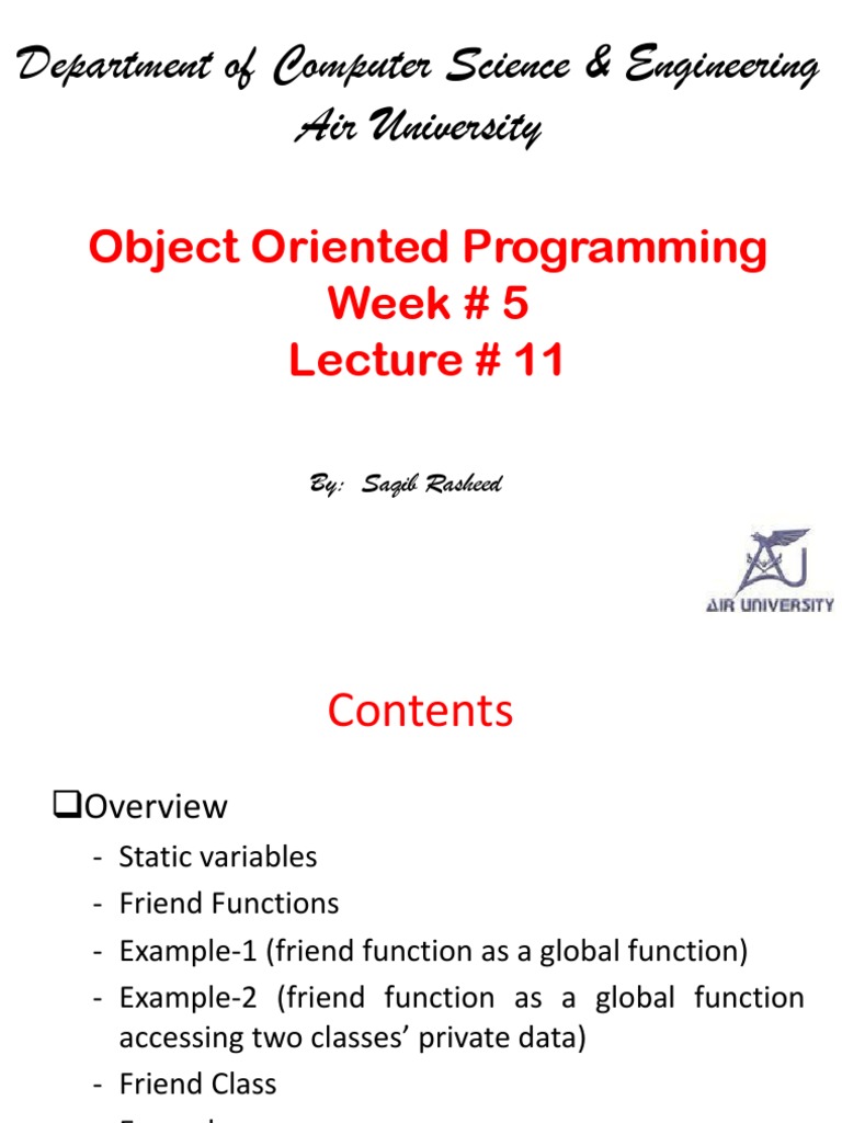 Understanding Static Variables and Friend Functions in OOP | PDF ...