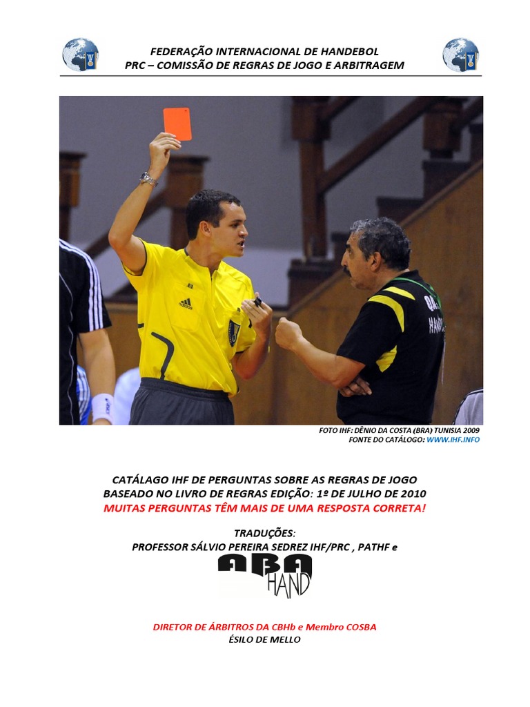 regras de jogo sinais manuais da ihf esclarecimentos s regras de jogo