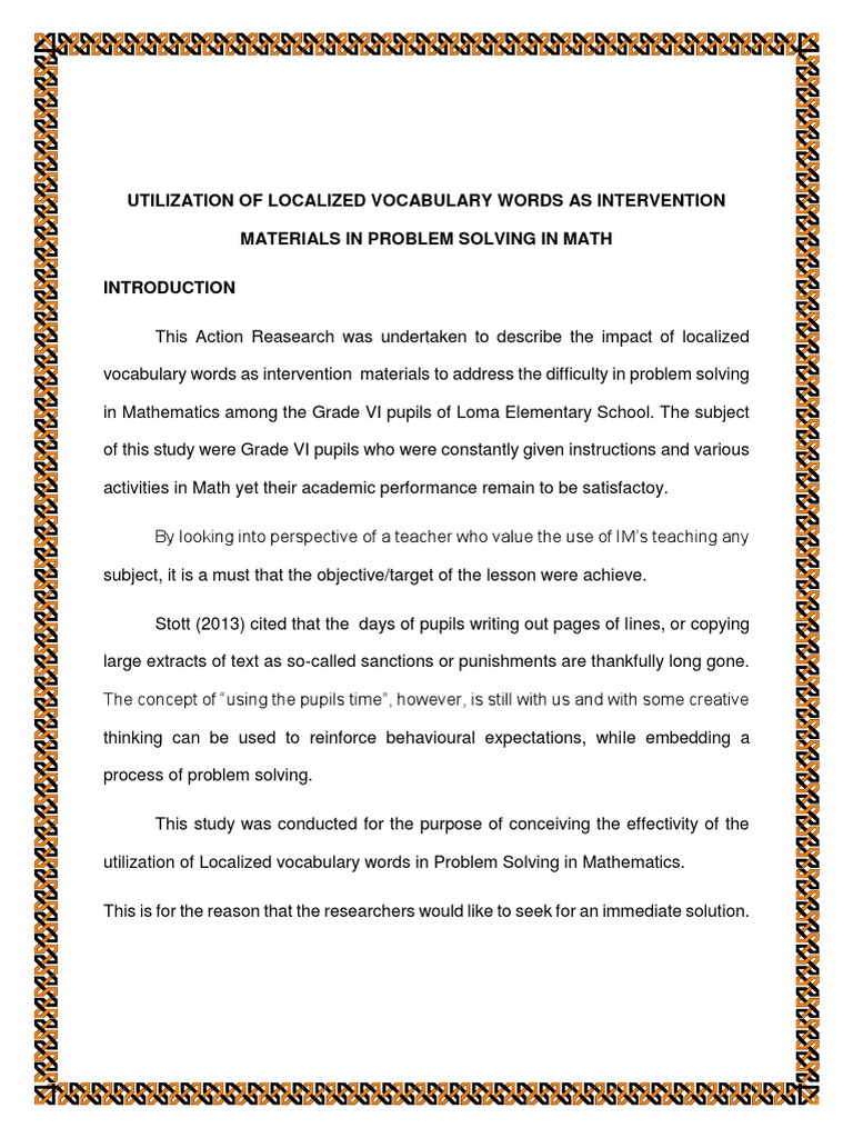 Action Research On Localized Vocabulary Words Final | PDF | Vocabulary ...