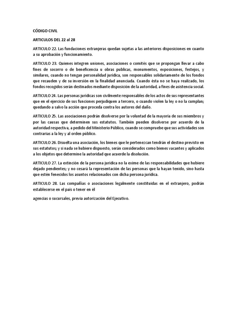 Artículos 22 a 28 del Código Civil | PDF