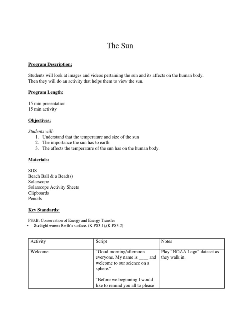 The Sun Program Pdf Human Skin Color Sun