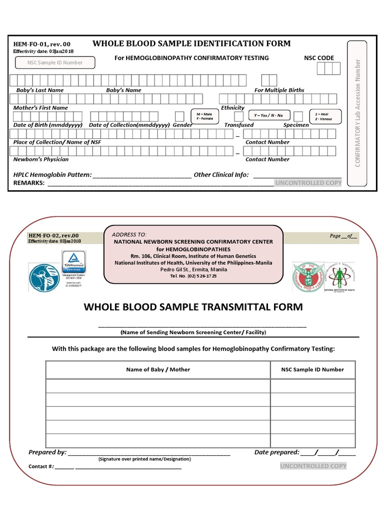 Hema Form PDF Medical Specialties Hematology