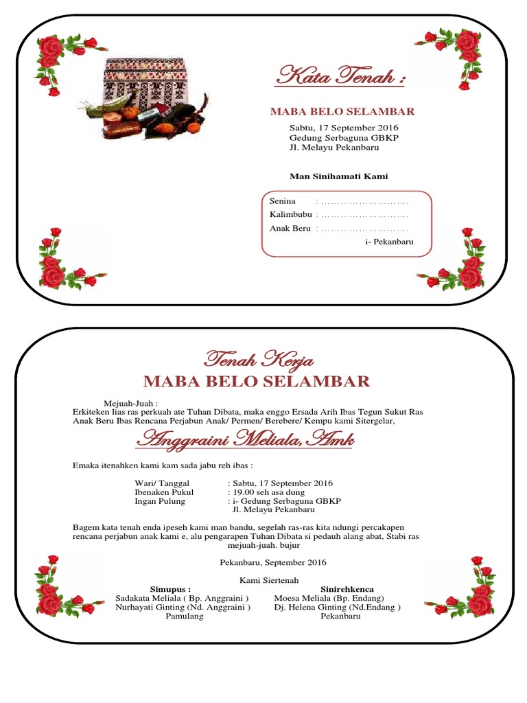 Contoh Undangan Karo | PDF