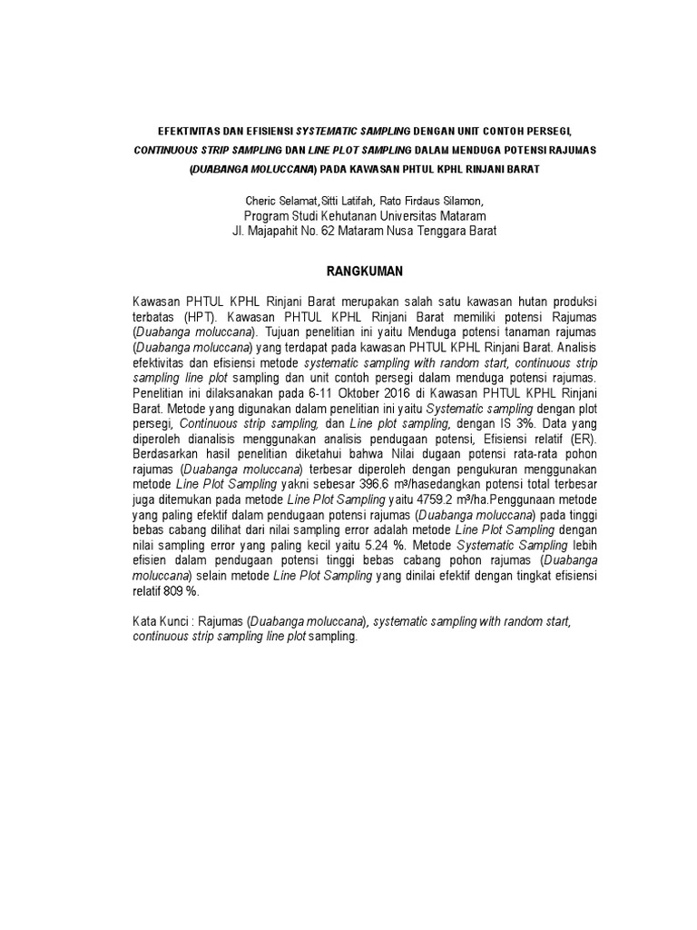 Efektivitas Sampling Pohon Rajumas | PDF