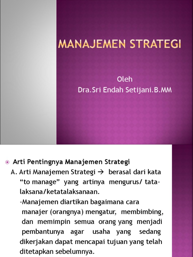 Manajemen Strategi dan Implementasinya | PDF