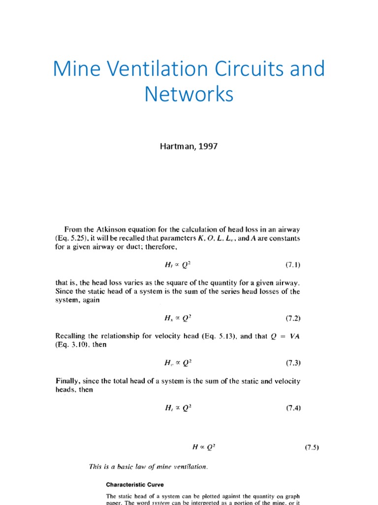 Mine Ventilation Circuits and Networks PDF | PDF