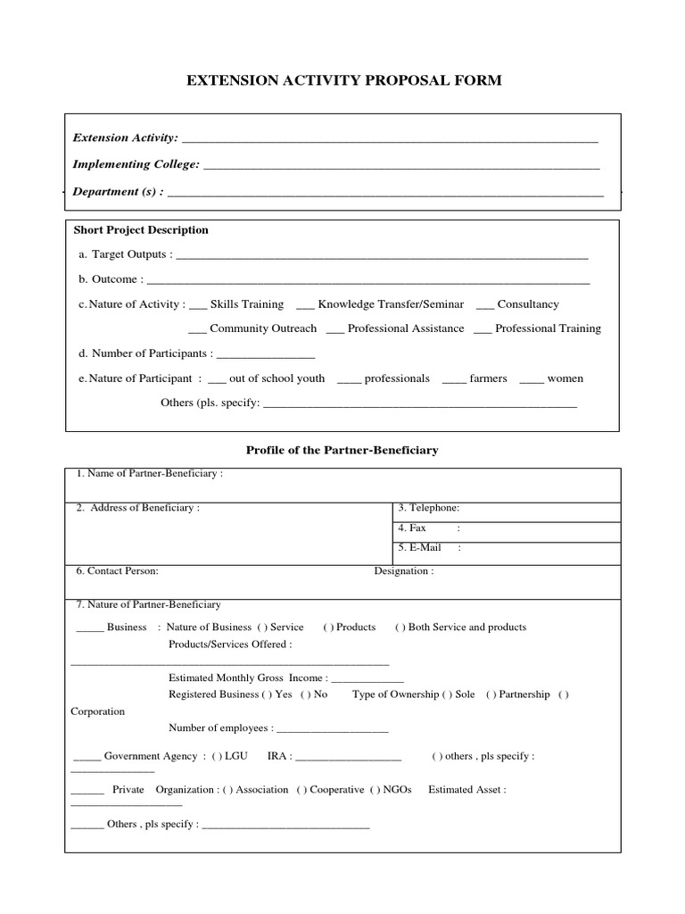 Extension Activity Proposal Form | PDF | Business