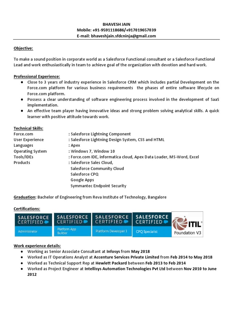 Salesforce Functional Consultant Resume | PDF | Salesforce.Com | Software