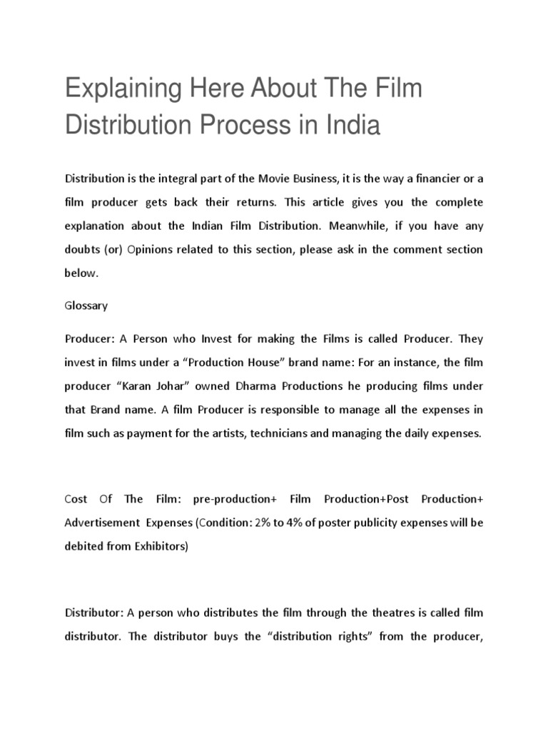 Explaining Here About The Film Distribution Process in India Download