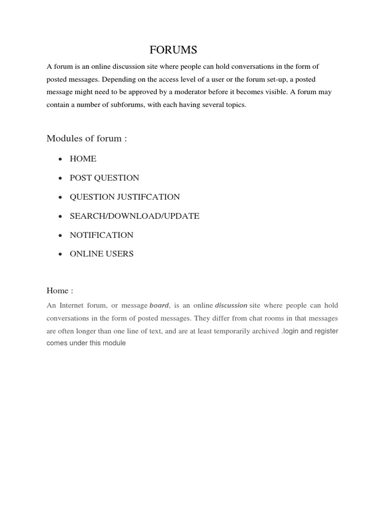 Forums Modules of Forum PDF Forum Computer Network