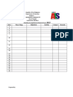 Date Place / Brgy. Objectives Activity Output Remarks