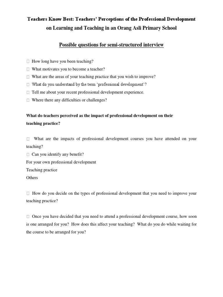 Teachers Know Best: Teachers' Perceptions of The Professional ...