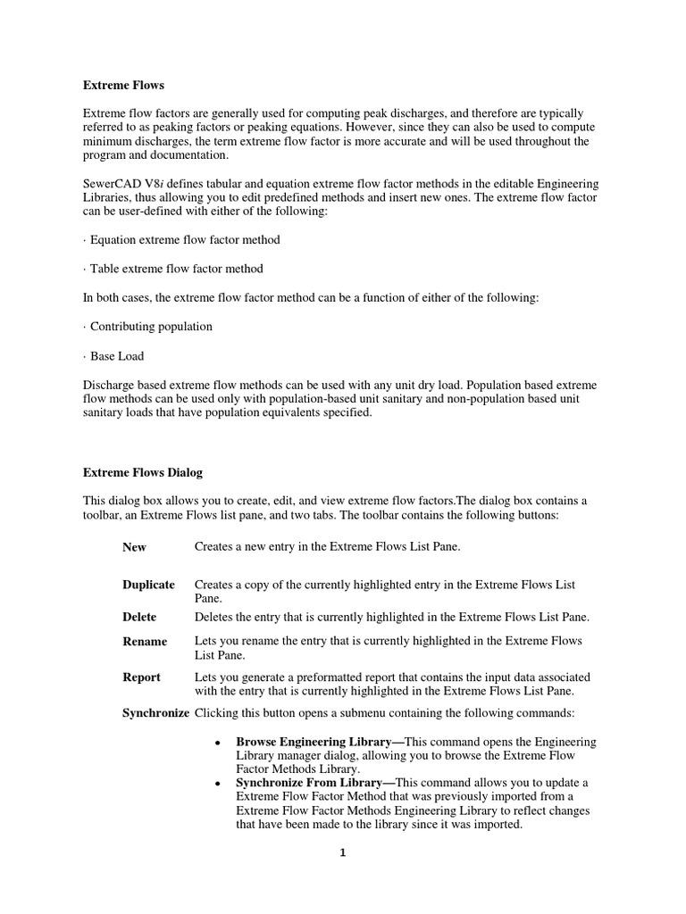 Extreme Flow Factors in SewerCAD V8i | PDF | Steady State | Surface Runoff