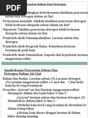Amali Kesan Pencucian Sabun Dan Detergen Dalam Air Liat Pdf