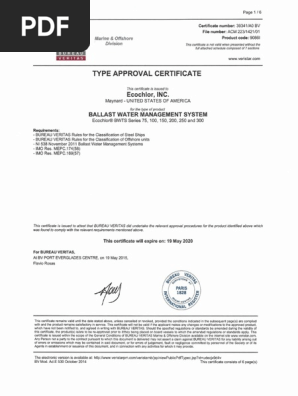 BV Type Approval Certificate | PDF