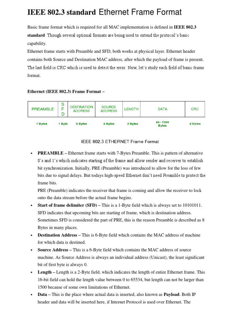 Ethernet Frame Format | PDF | Network Topology | Ethernet