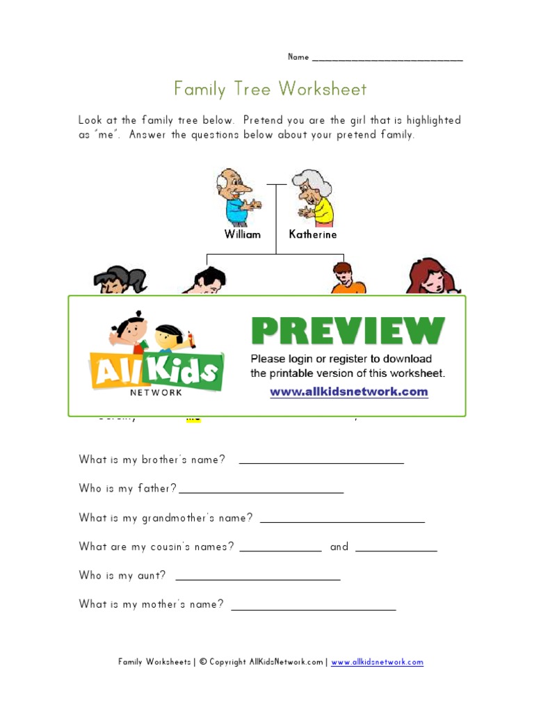 family tree worksheet preview pdf