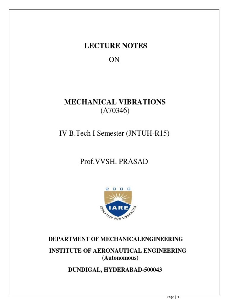 Mechanical Vibrations Lecture Notes | PDF | Waves | Fourier Series
