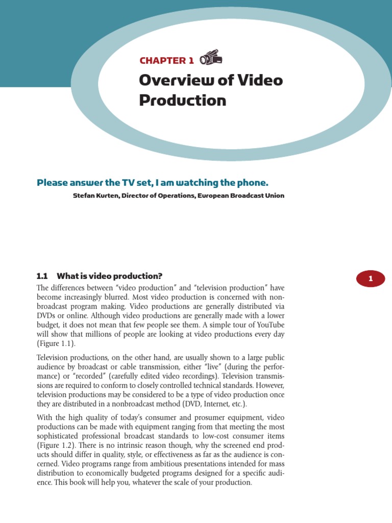 An Overview of Video Production PDF Television Video